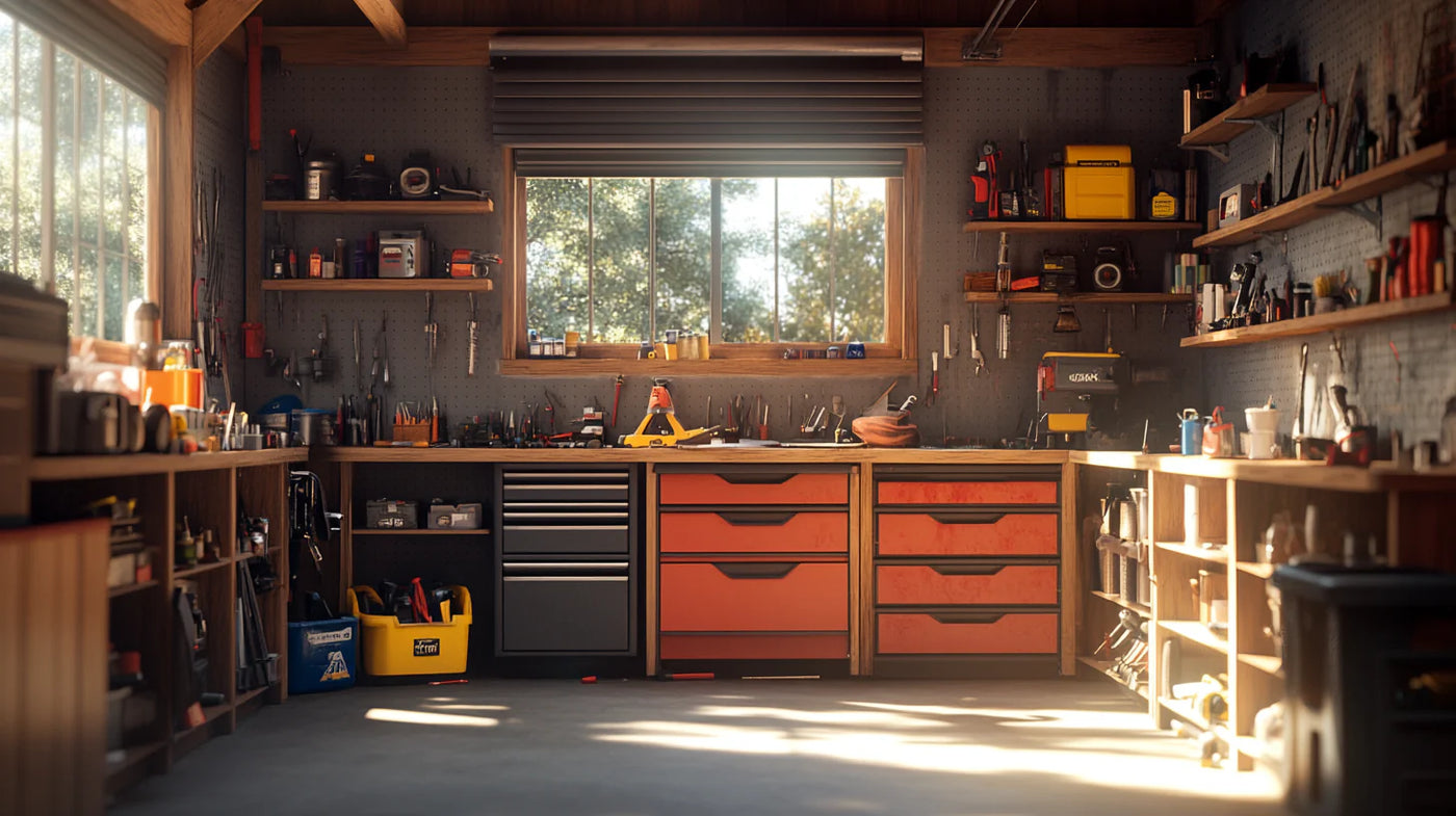 well-organized garage workshop