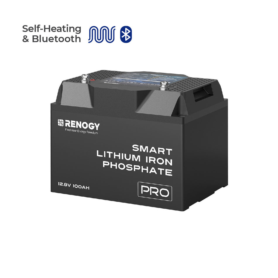 Renogy 12V 100Ah Pro Smart Lithium Iron Phosphate Battery w/Bluetooth & Self-heating Function