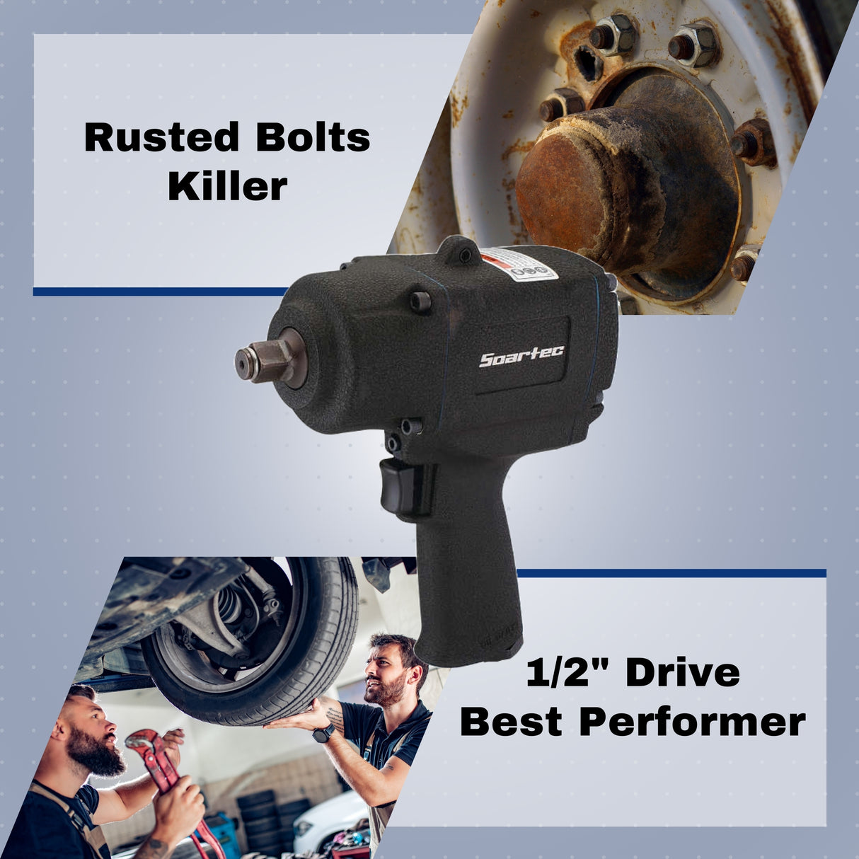 Soartec 1/2in. Air Impact Wrench 960ft.-lb, Drive Size 1/2 in, Max. RPM 7500 Model# WS-208