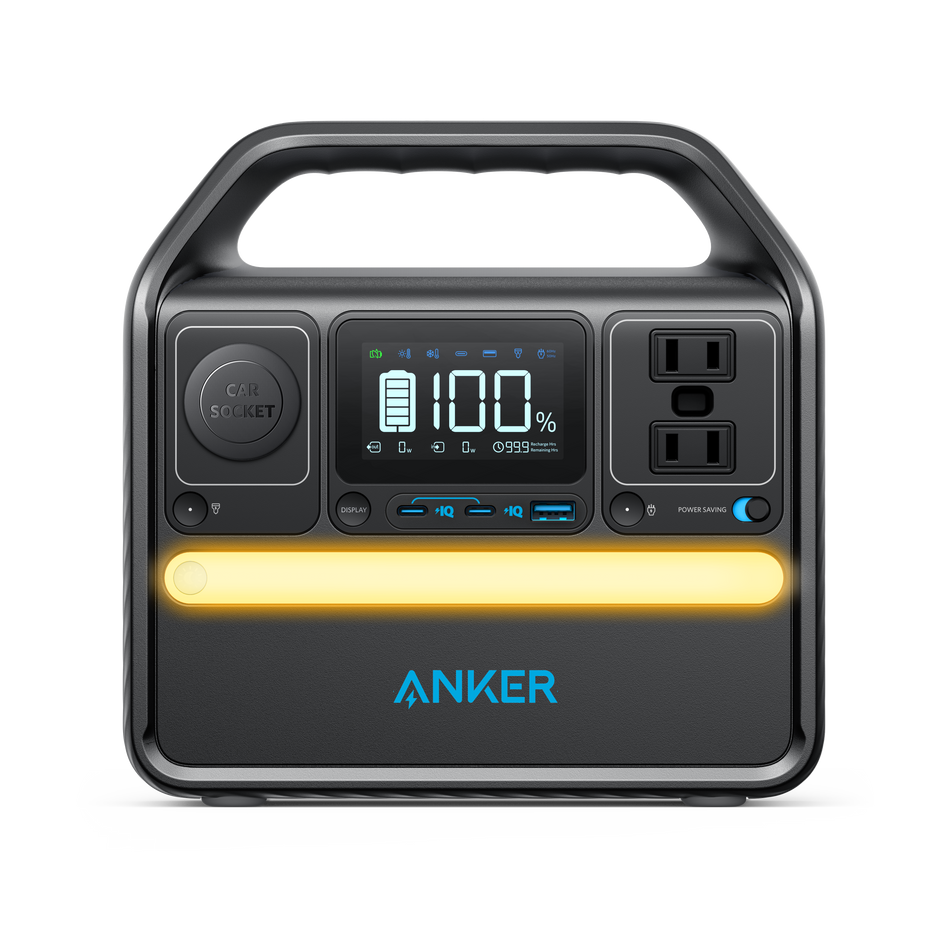 Anker SOLIX 522 สถานีไฟฟ้าพกพา, 299Wh, แบตเตอรี่ LiFePO4, 300W (สูงสุด 600W) 6 พอร์ต, 2 ช่อง AC, 60W/20W USB-C PD พอร์ต, LED สำหรับตั้งแคมป์และ RV