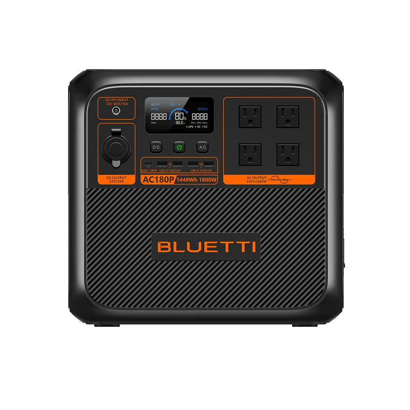 BLUETTI AC180P ソーラーポータブル電源 | 1,800W 1,440Wh