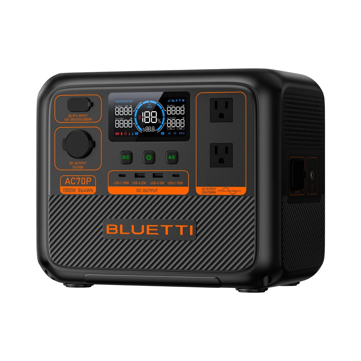 BLUETTI AC70P Tragbare Powerstation | 1000W 864Wh