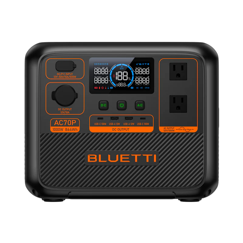 BLUETTI AC70P Tragbare Powerstation | 1000W 864Wh