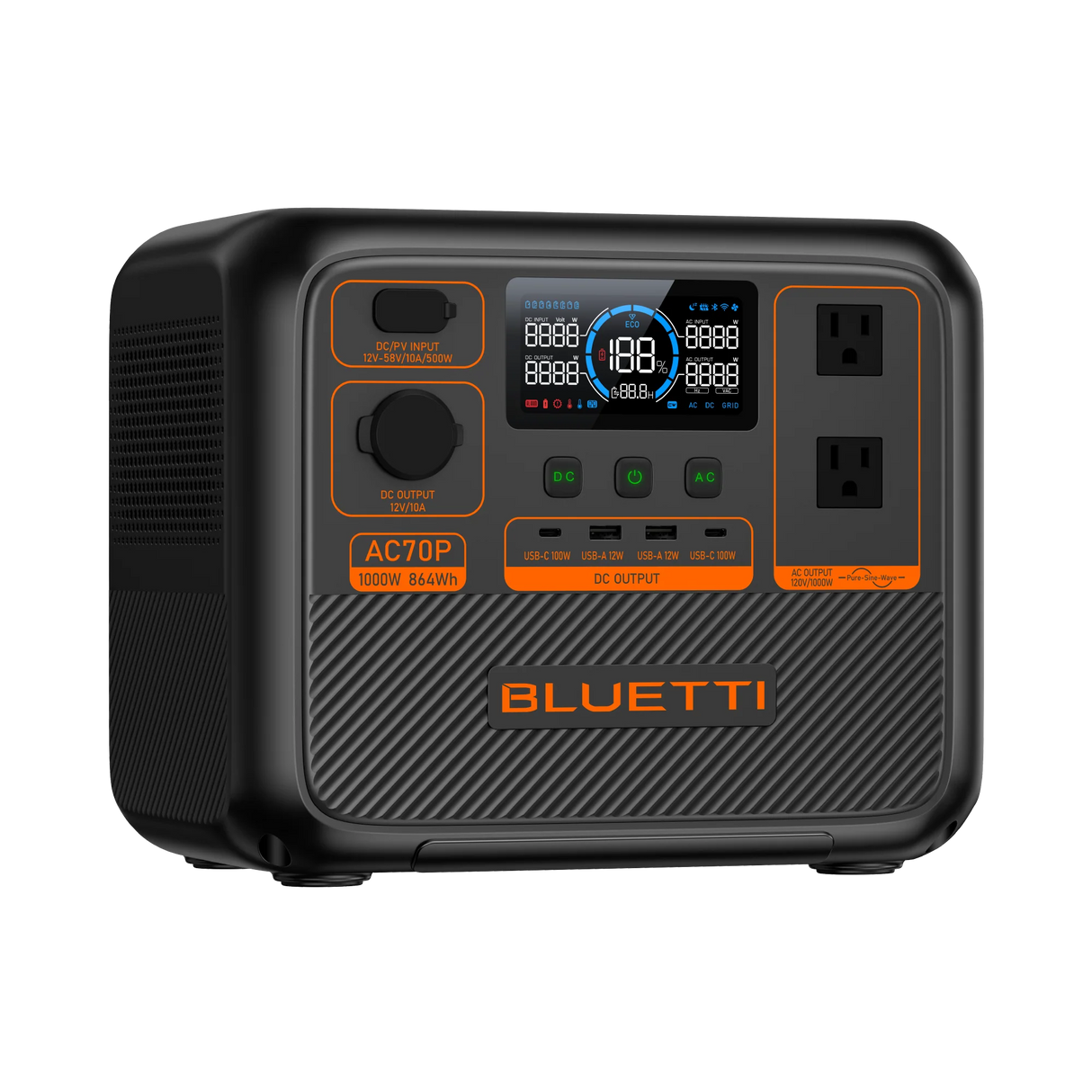 BLUETTI AC70P Tragbare Powerstation | 1000W 864Wh