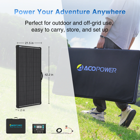 ACOPOWER PLK Portable Solar Panel Kit, Lightweight 20A Charge Controller -- 200W