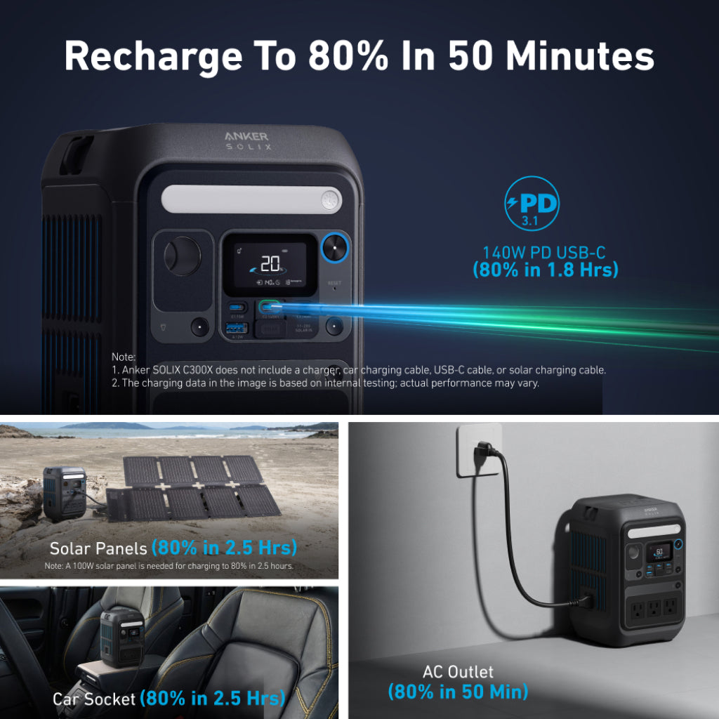 Anker SOLIX C300X Portable Power Station - 288Wh | 300W