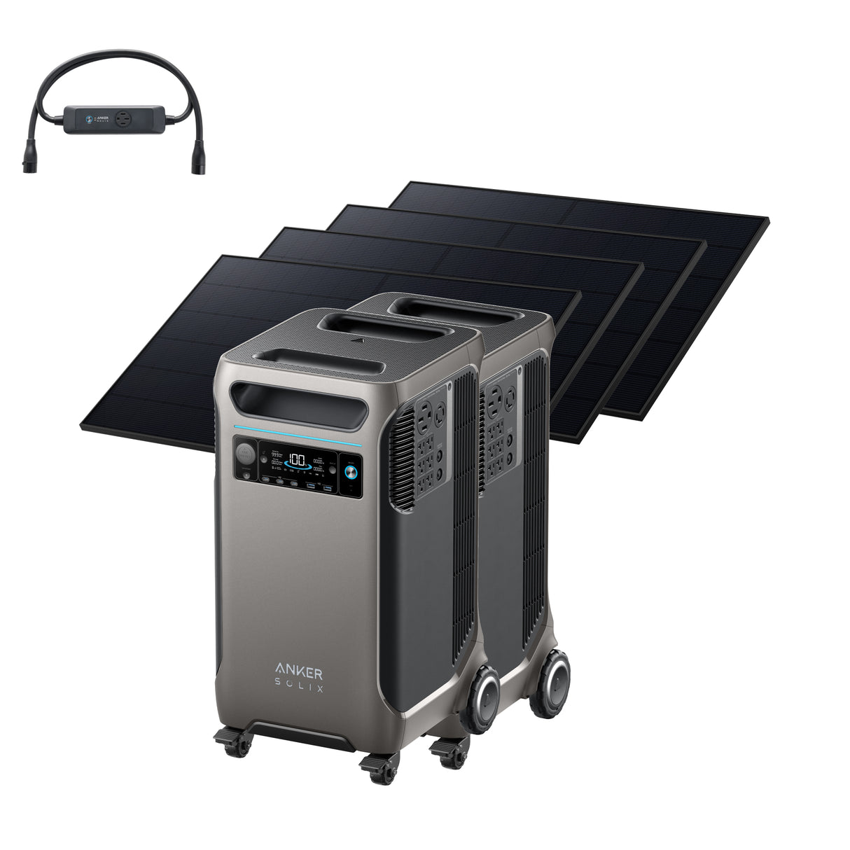 Anker SOLIX F3800 Portable Power Station x2 + Double Power Hub + 2 Set 405W Rigid Solar Panel Bundle Set