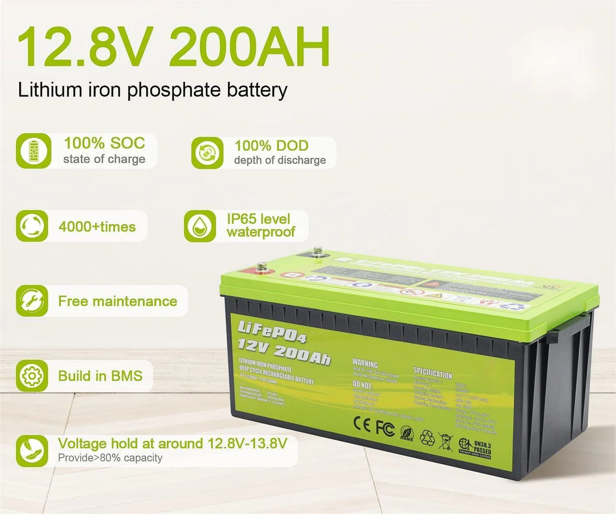 ACOPOWER 12V 200Ah LiFePO4 Deep Cycle Lithium Battery