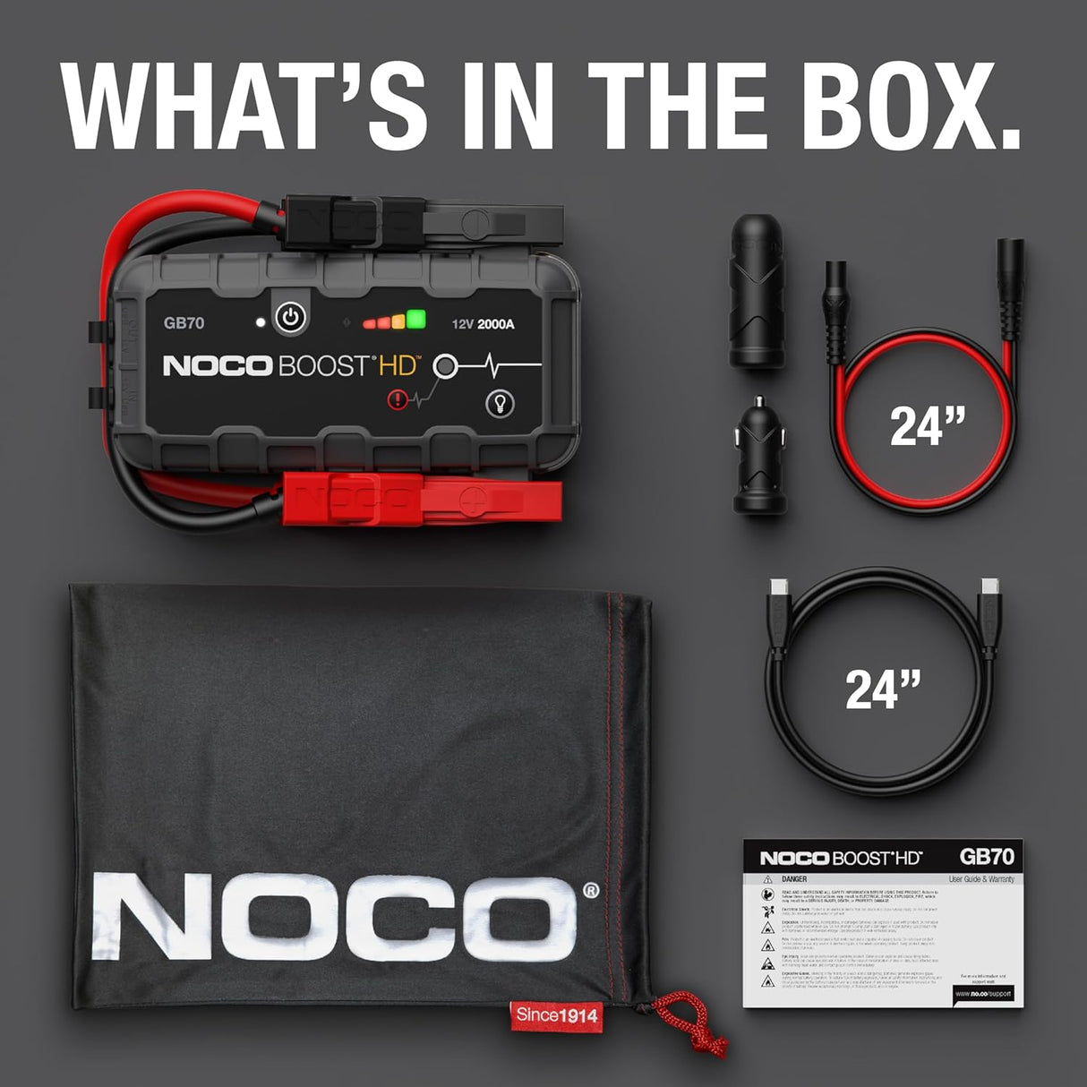 NOCO GB70 12V 2000A UltraSafe Car Lithium Jump Starter