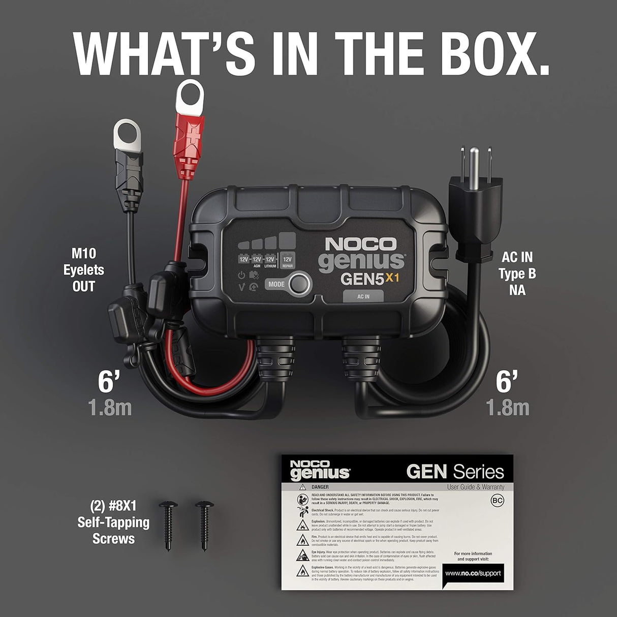 NOCO GEN5X1 1-Bank 5A Onboard Marine Battery Charger