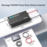 Renogy 1000W 12V Pure Sine Wave Inverter with UPS Transfer Switch and Built-in Bluetooth